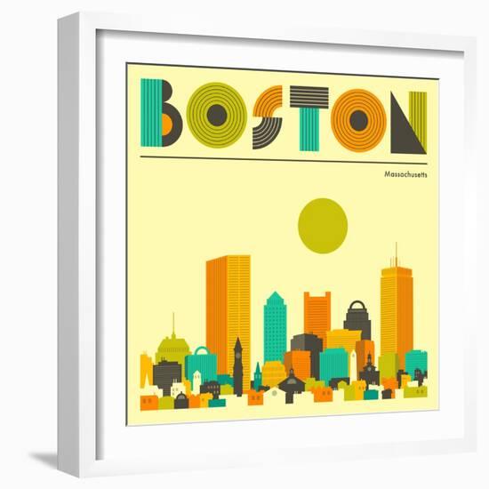 Boston Skyline-Jazzberry Blue-Framed Art Print