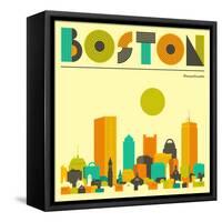 Boston Skyline-Jazzberry Blue-Framed Stretched Canvas