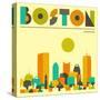Boston Skyline-Jazzberry Blue-Stretched Canvas