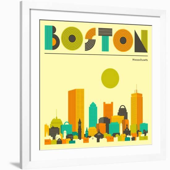 Boston Skyline-Jazzberry Blue-Framed Art Print