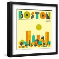 Boston Skyline-Jazzberry Blue-Framed Art Print