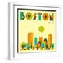 Boston Skyline-Jazzberry Blue-Framed Art Print