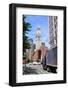 Boston Street View with Custom House and Traffic.-Songquan Deng-Framed Photographic Print