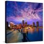 Boston Sunset Skyline from Fan Pier in Massachusetts USA-holbox-Stretched Canvas