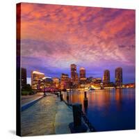 Boston Sunset Skyline from Fan Pier in Massachusetts USA-holbox-Stretched Canvas