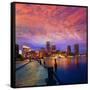 Boston Sunset Skyline from Fan Pier in Massachusetts USA-holbox-Framed Stretched Canvas