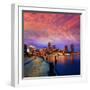 Boston Sunset Skyline from Fan Pier in Massachusetts USA-holbox-Framed Premium Photographic Print