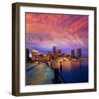 Boston Sunset Skyline from Fan Pier in Massachusetts USA-holbox-Framed Photographic Print