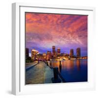 Boston Sunset Skyline from Fan Pier in Massachusetts USA-holbox-Framed Photographic Print