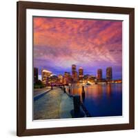 Boston Sunset Skyline from Fan Pier in Massachusetts USA-holbox-Framed Photographic Print