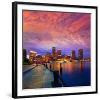 Boston Sunset Skyline from Fan Pier in Massachusetts USA-holbox-Framed Photographic Print