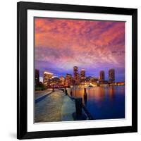 Boston Sunset Skyline from Fan Pier in Massachusetts USA-holbox-Framed Photographic Print