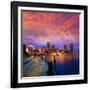 Boston Sunset Skyline from Fan Pier in Massachusetts USA-holbox-Framed Photographic Print