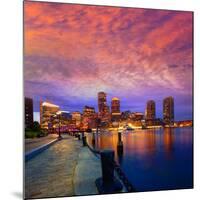 Boston Sunset Skyline from Fan Pier in Massachusetts USA-holbox-Mounted Photographic Print