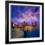 Boston Sunset Skyline from Fan Pier in Massachusetts USA-holbox-Framed Photographic Print