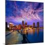 Boston Sunset Skyline from Fan Pier in Massachusetts USA-holbox-Mounted Photographic Print