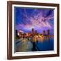 Boston Sunset Skyline from Fan Pier in Massachusetts USA-holbox-Framed Photographic Print