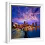 Boston Sunset Skyline from Fan Pier in Massachusetts USA-holbox-Framed Photographic Print