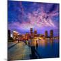 Boston Sunset Skyline from Fan Pier in Massachusetts USA-holbox-Mounted Photographic Print