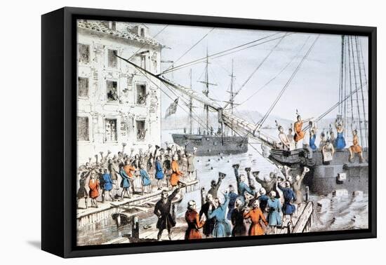 Boston Tea Party, 1773-Currier & Ives-Framed Stretched Canvas