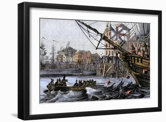 Boston Tea Party, a Protest against British Taxes Before the American Revolution, c.1773-null-Framed Giclee Print