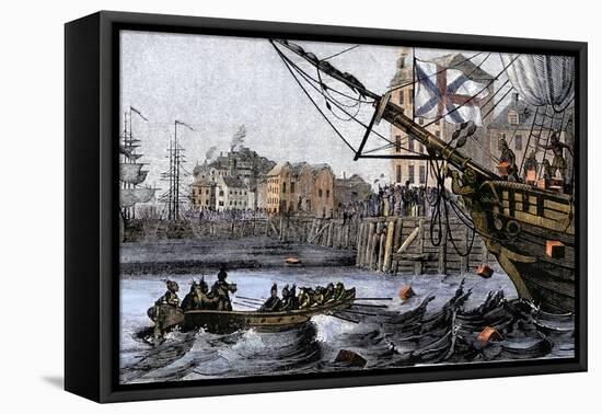 Boston Tea Party, a Protest against British Taxes Before the American Revolution, c.1773-null-Framed Stretched Canvas