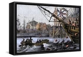 Boston Tea Party, a Protest against British Taxes Before the American Revolution, c.1773-null-Framed Stretched Canvas