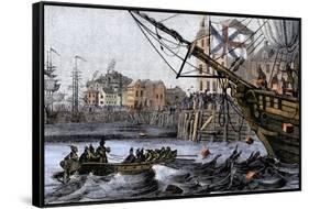 Boston Tea Party, a Protest against British Taxes Before the American Revolution, c.1773-null-Framed Stretched Canvas