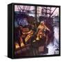 Boston Tea Party-English School-Framed Stretched Canvas