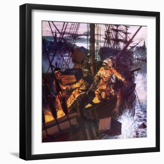 Boston Tea Party-English School-Framed Giclee Print