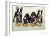 Boston Terrier Dog 4 Puppies Eating from Dog-null-Framed Photographic Print