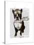 Boston Terrier Flying Ace-Fab Funky-Stretched Canvas