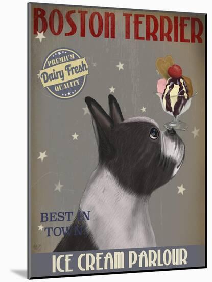 Boston Terrier Ice Cream-Fab Funky-Mounted Art Print