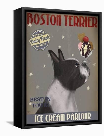 Boston Terrier Ice Cream-Fab Funky-Framed Stretched Canvas