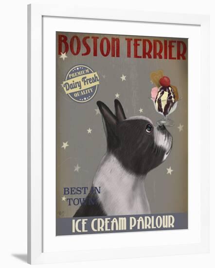 Boston Terrier Ice Cream-Fab Funky-Framed Art Print