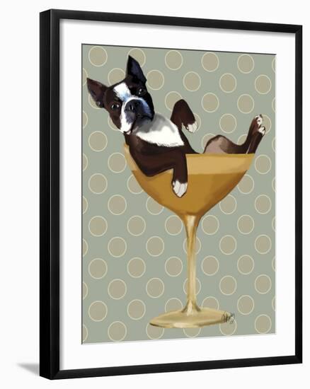 Boston Terrier in Cocktail Glass-Fab Funky-Framed Premium Giclee Print