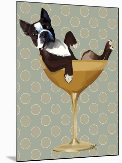 Boston Terrier in Cocktail Glass-Fab Funky-Mounted Premium Giclee Print