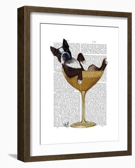 Boston Terrier in Cocktail Glass-Fab Funky-Framed Art Print