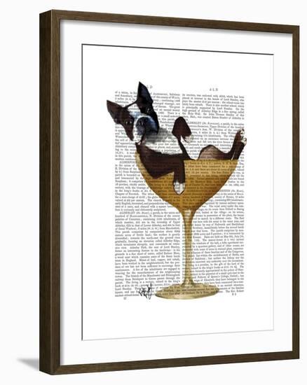 Boston Terrier in Cocktail Glass-Fab Funky-Framed Art Print