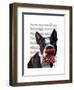 Boston Terrier Portrait with Red Bow Tie and Moustache-Fab Funky-Framed Art Print