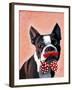 Boston Terrier Portrait with Red Bow Tie and Moustache-Fab Funky-Framed Art Print