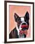 Boston Terrier Portrait with Red Bow Tie and Moustache-Fab Funky-Framed Art Print