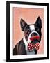 Boston Terrier Portrait with Red Bow Tie and Moustache-Fab Funky-Framed Art Print