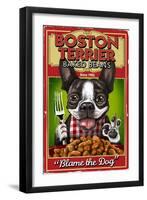 Boston Terrier - Retro Baked Beans Ad-Lantern Press-Framed Art Print