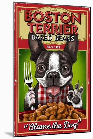 Boston Terrier - Retro Baked Beans Ad-Lantern Press-Mounted Art Print