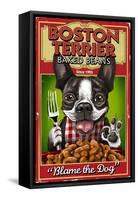 Boston Terrier - Retro Baked Beans Ad-Lantern Press-Framed Stretched Canvas