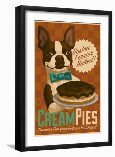 Boston Terrier - Retro Cream Pie Ad-Lantern Press-Framed Art Print