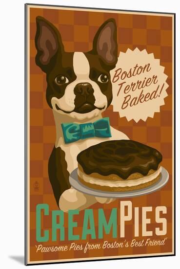 Boston Terrier - Retro Cream Pie Ad-Lantern Press-Mounted Art Print