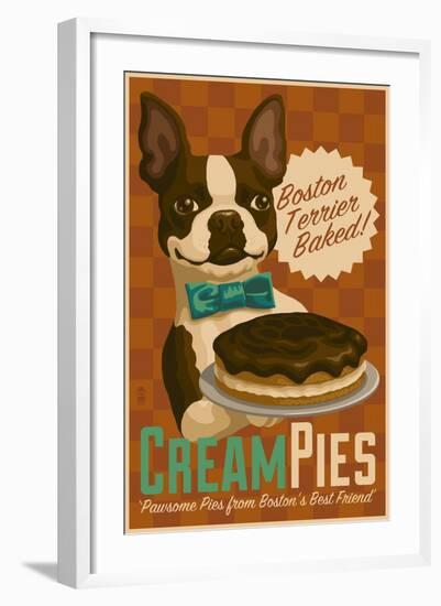 Boston Terrier - Retro Cream Pie Ad-Lantern Press-Framed Art Print