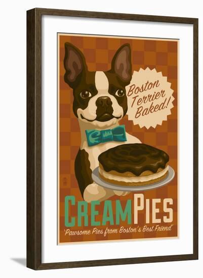 Boston Terrier - Retro Cream Pie Ad-Lantern Press-Framed Art Print